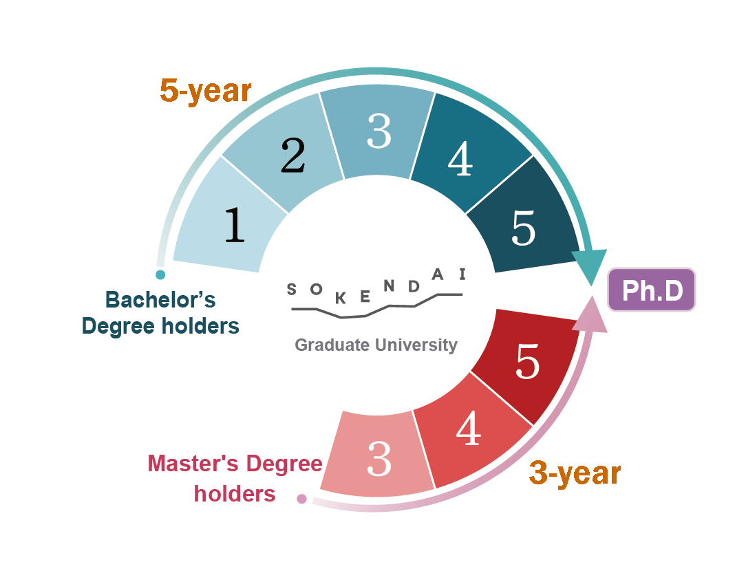 SOKENDAI offers both five- and three-year doctoral programs.
