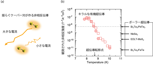 超伝導における非相反伝導の模式図
